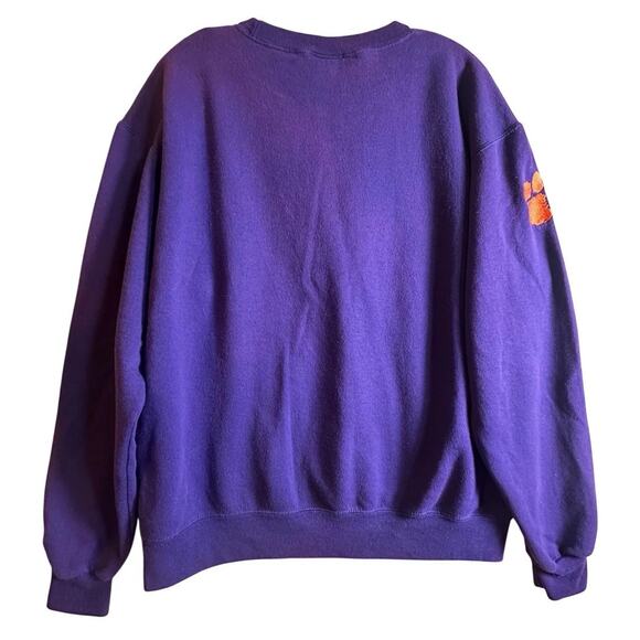 Vtg Clemson Tigers Champion Applique Letters Purple Crewneck Sweatshirt Sz L Y2K - Picture 2 of 16